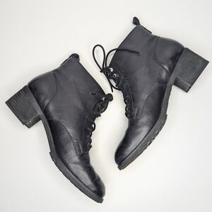 Tara M Black Leather Lace Up Boot Low Heel Ankle Gianna Women's Size 10